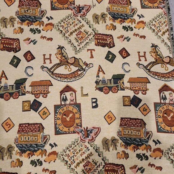 Vintage Childrens Alphabet Toy Theme Tapestry Upholstery Fabric 36 x 29 - Picture 3 of 5